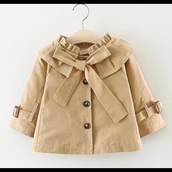 Little girl pea coat with bow tie BRAND NEW - Picture 2 of 2